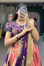 Load image into Gallery viewer, Beguiling Purple Color Dola Silk Fabric kalamkari printed Lehenga
