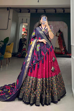 Load image into Gallery viewer, Fabulous Art Silk Fabric Red Color Foil Printed Lehenga
