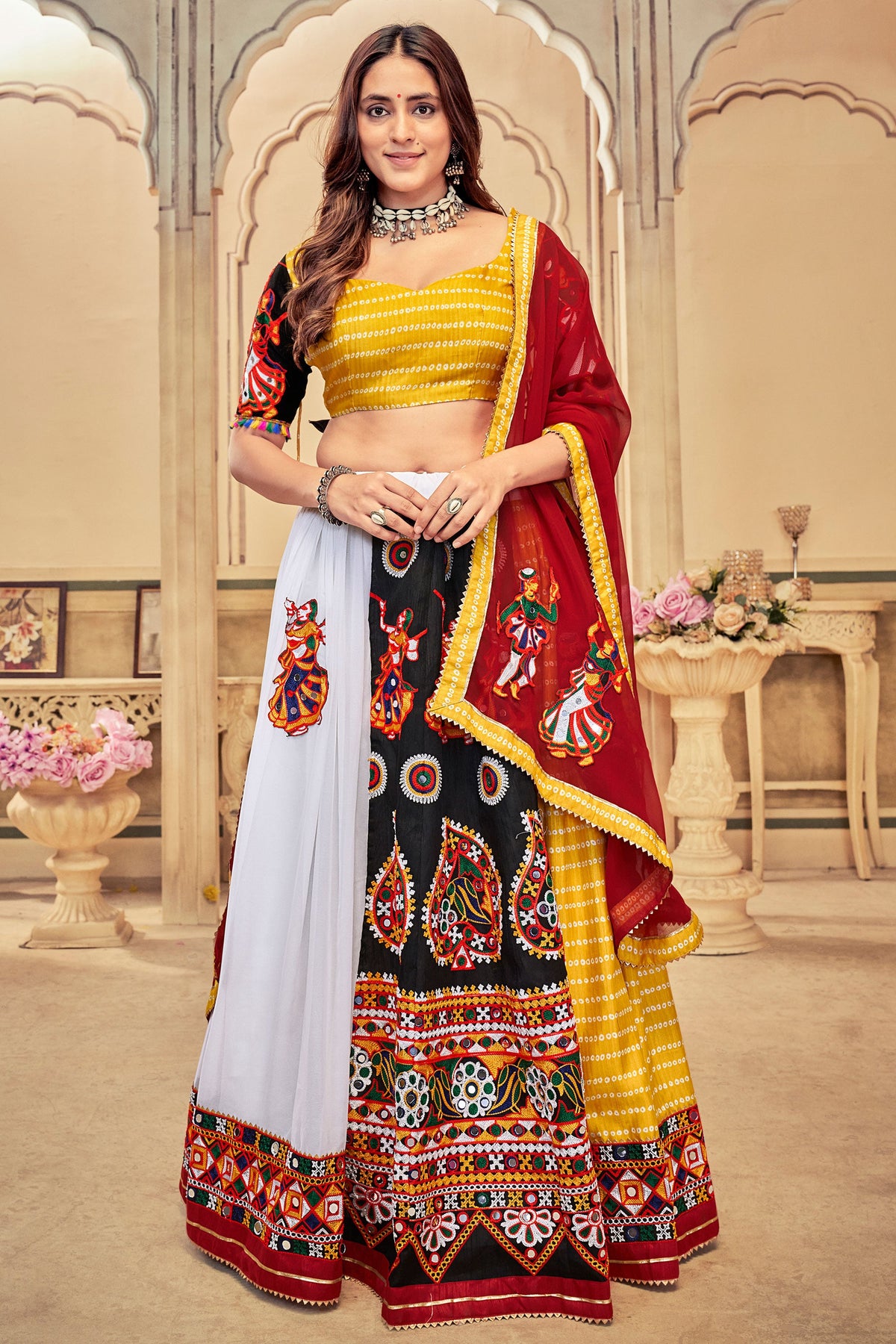 Festival look Georgette Fabric Lehenga Choli in Yellow Color