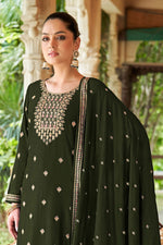 Load image into Gallery viewer, Mehendi Green Color Art Silk Fabric Function Wear Tempting Palazzo Suit
