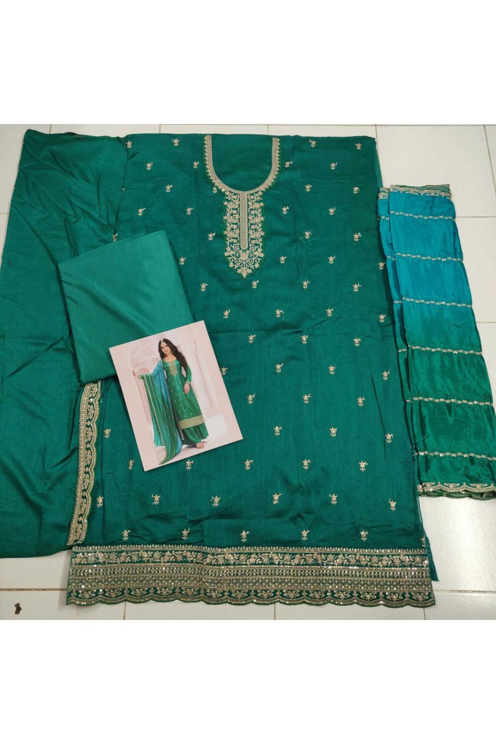 Nidhi shah Vichitra Fabric Green Color Supreme Palazzo Suit