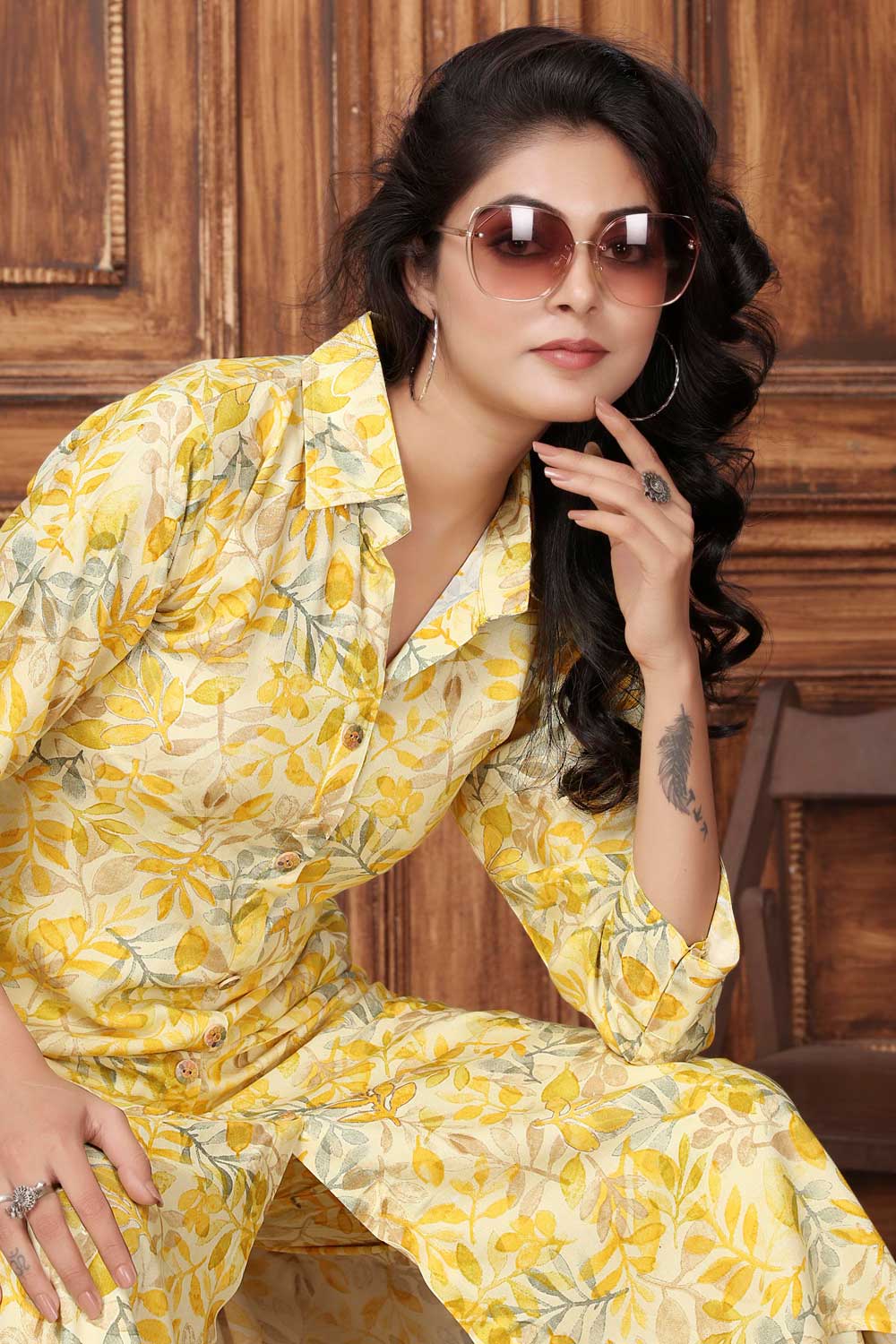 Trendy Rayon Fabric Yellow Color Readymade Kurti With Bottom | Buy Online India