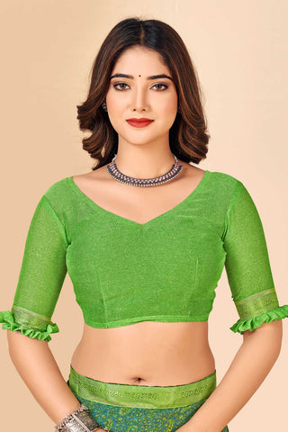 Engaging Green Color Chiffon Saree