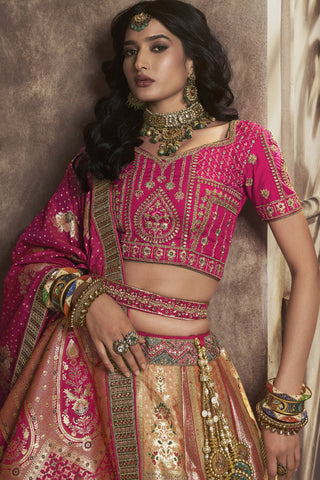 Beige Color Sequins Work On Silk Fabric Beatific Bridal Lehenga