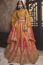 Load image into Gallery viewer, Embellished Sequins Work On Peach Color Silk Fabric Bridal Lehenga
