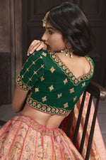 Load image into Gallery viewer, Awesome Sequins Work On Silk Fabric Peach Color Bridal Lehenga
