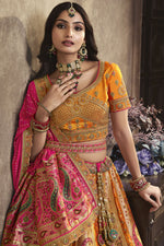 Load image into Gallery viewer, Tempting Silk Fabric Mustard Color Bridal Lehenga With Sequins Work
