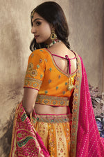 Load image into Gallery viewer, Tempting Silk Fabric Mustard Color Bridal Lehenga With Sequins Work
