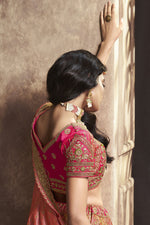 Load image into Gallery viewer, Silk Fabric Peach Color Winsome Sequins Work Bridal Lehenga
