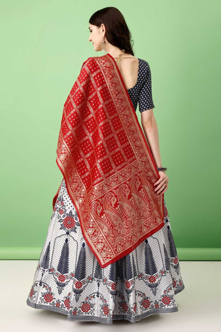 Beguiling Jacquard Work On Multi Color Art Silk Fabric Lehenga