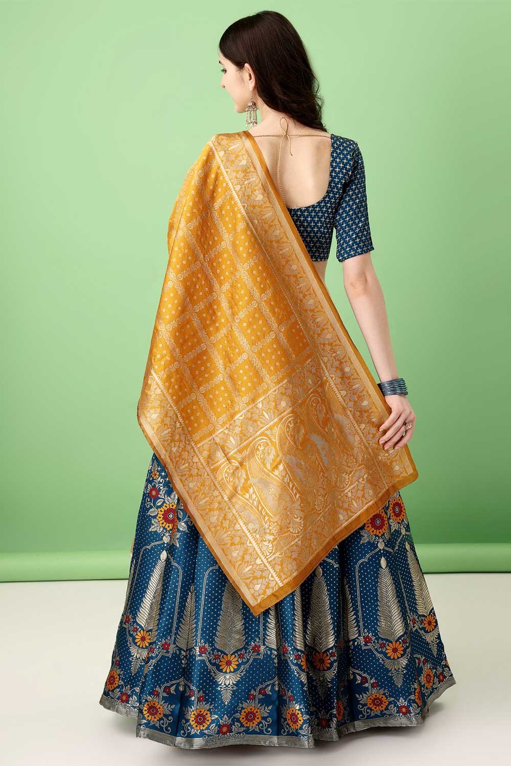 Art Silk Fabric Multi Color Delicate Lehenga With Jacquard Work