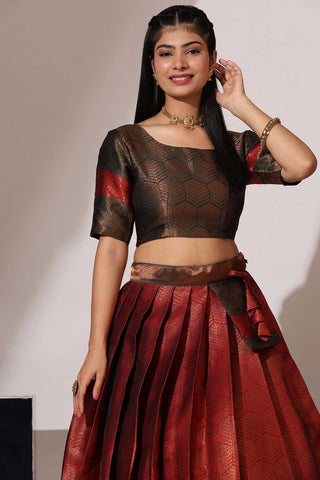 Trendy Red Color Art Silk Function Wear Lehenga Choli