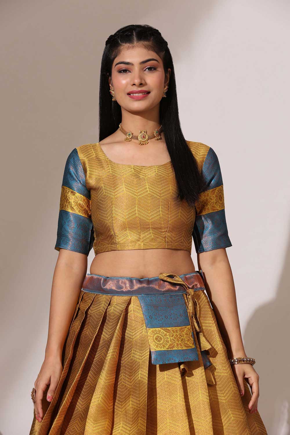 Radiant Art Silk Mustard Color Function Wear Lehenga