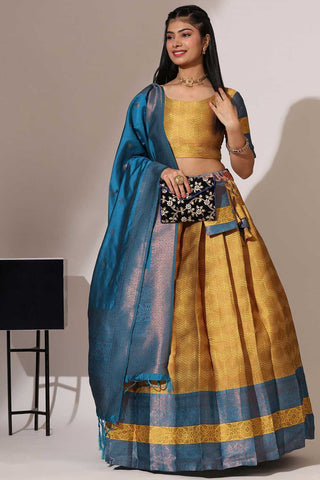 Radiant Art Silk Mustard Color Function Wear Lehenga