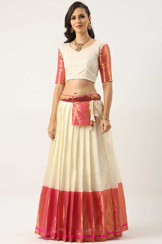 Gorgeous Art Silk Fabric White Color Plain Lehenga Choli