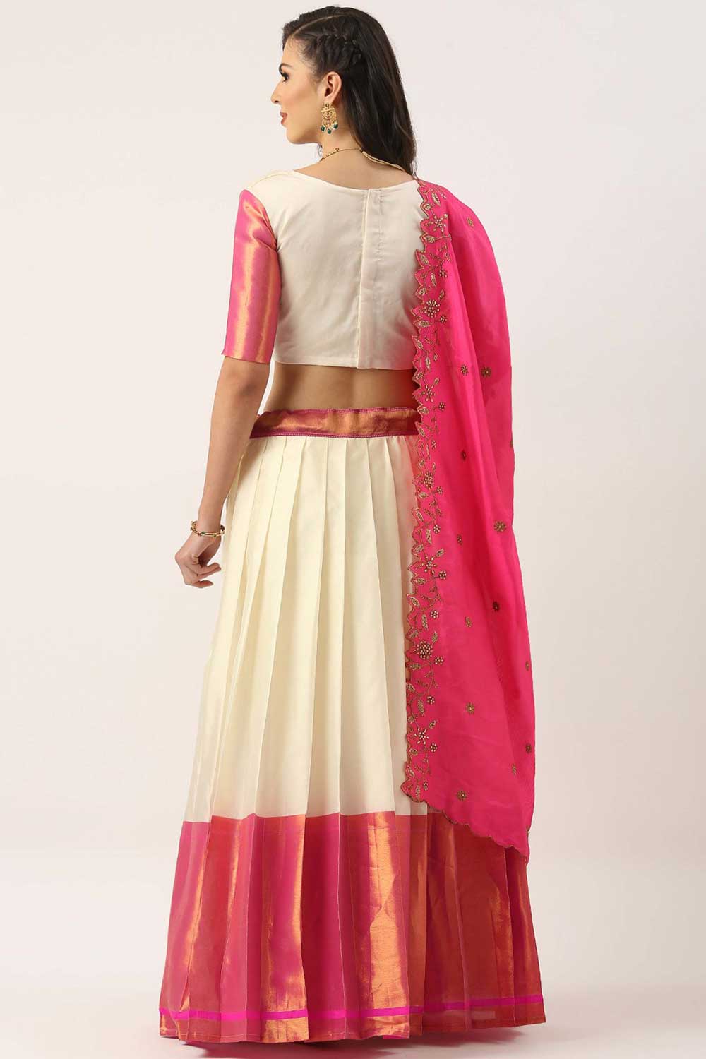 Gorgeous Art Silk Fabric White Color Plain Lehenga Choli