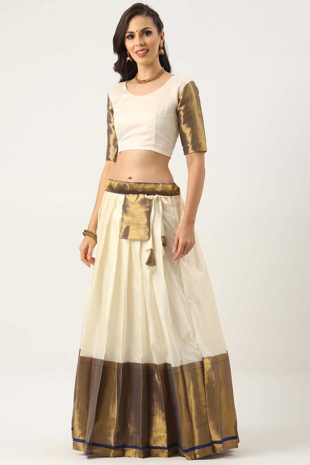 Stunning White Color Art Silk Fabric Plain Lehenga Choli