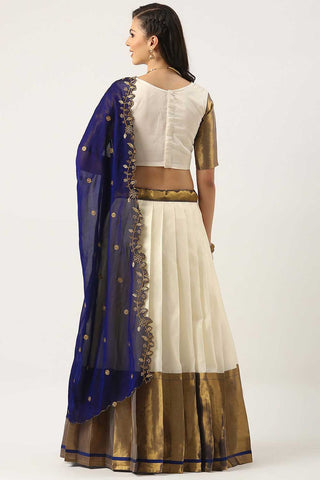 Stunning White Color Art Silk Fabric Plain Lehenga Choli