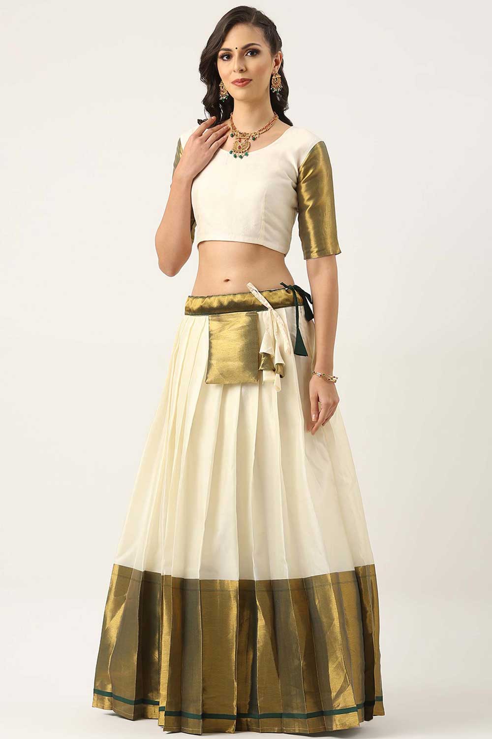 Art Silk Fabric Dazzling White Color Plain Lehenga Choli | Buy Online India