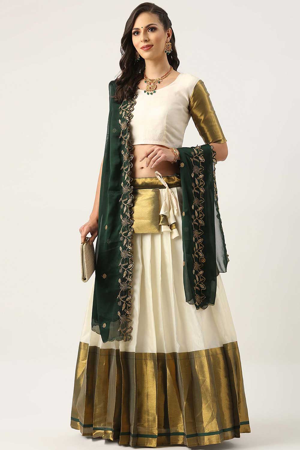 Art Silk Fabric Dazzling White Color Plain Lehenga Choli | Buy Online India