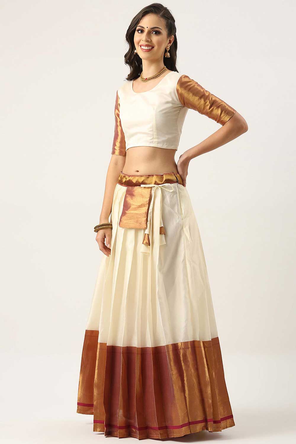 Elegant Art Silk Fabric White Color Plain Lehenga Choli