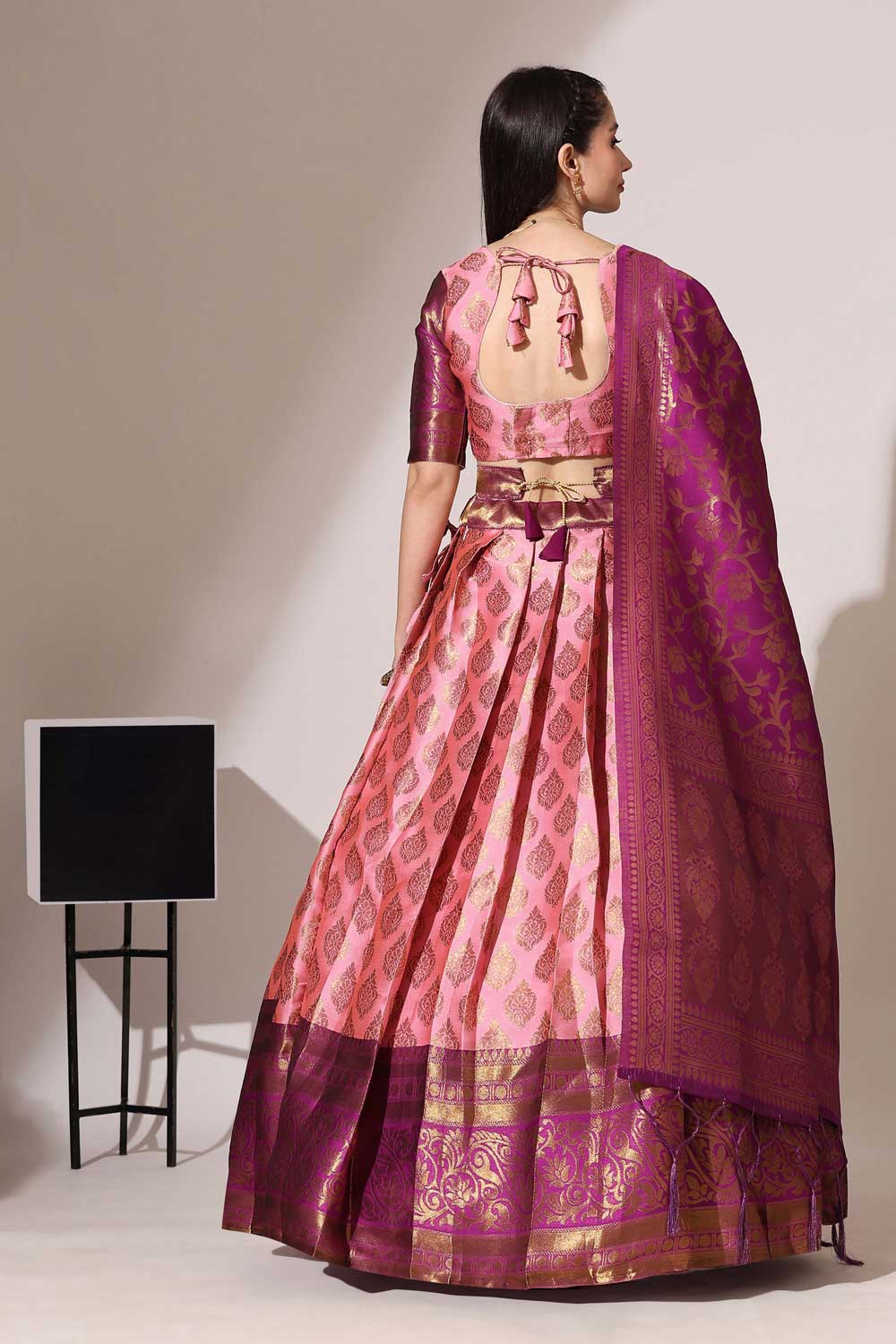 Febulous Art Silk Fabric Pink Color Lehenga Choli