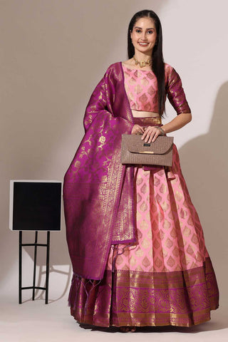 Febulous Art Silk Fabric Pink Color Lehenga Choli