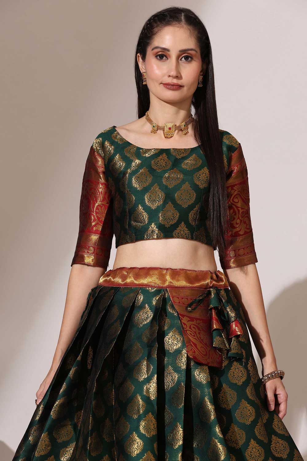 Art Silk Fabric Captivating Green Color Lehenga Choli