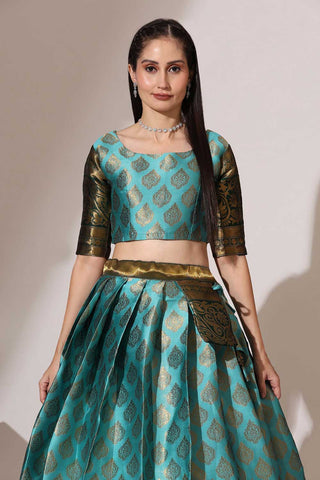 Cyan Color Art Silk Fabric Glamorous Look Lehenga Choli