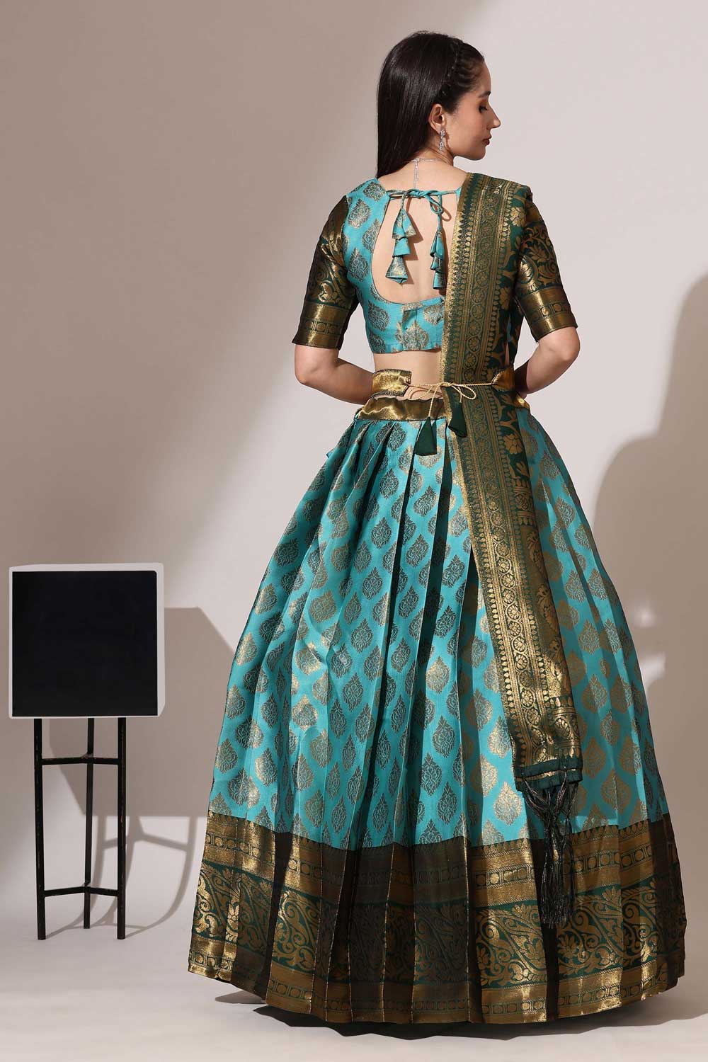 Cyan Color Art Silk Fabric Glamorous Look Lehenga Choli