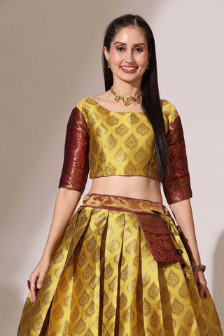 Art Silk Fabric Mustard Color Beatific Look Lehenga Choli