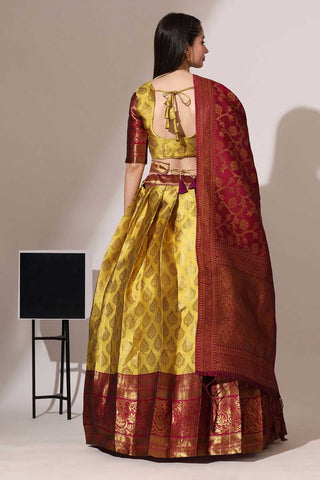 Art Silk Fabric Mustard Color Beatific Look Lehenga Choli