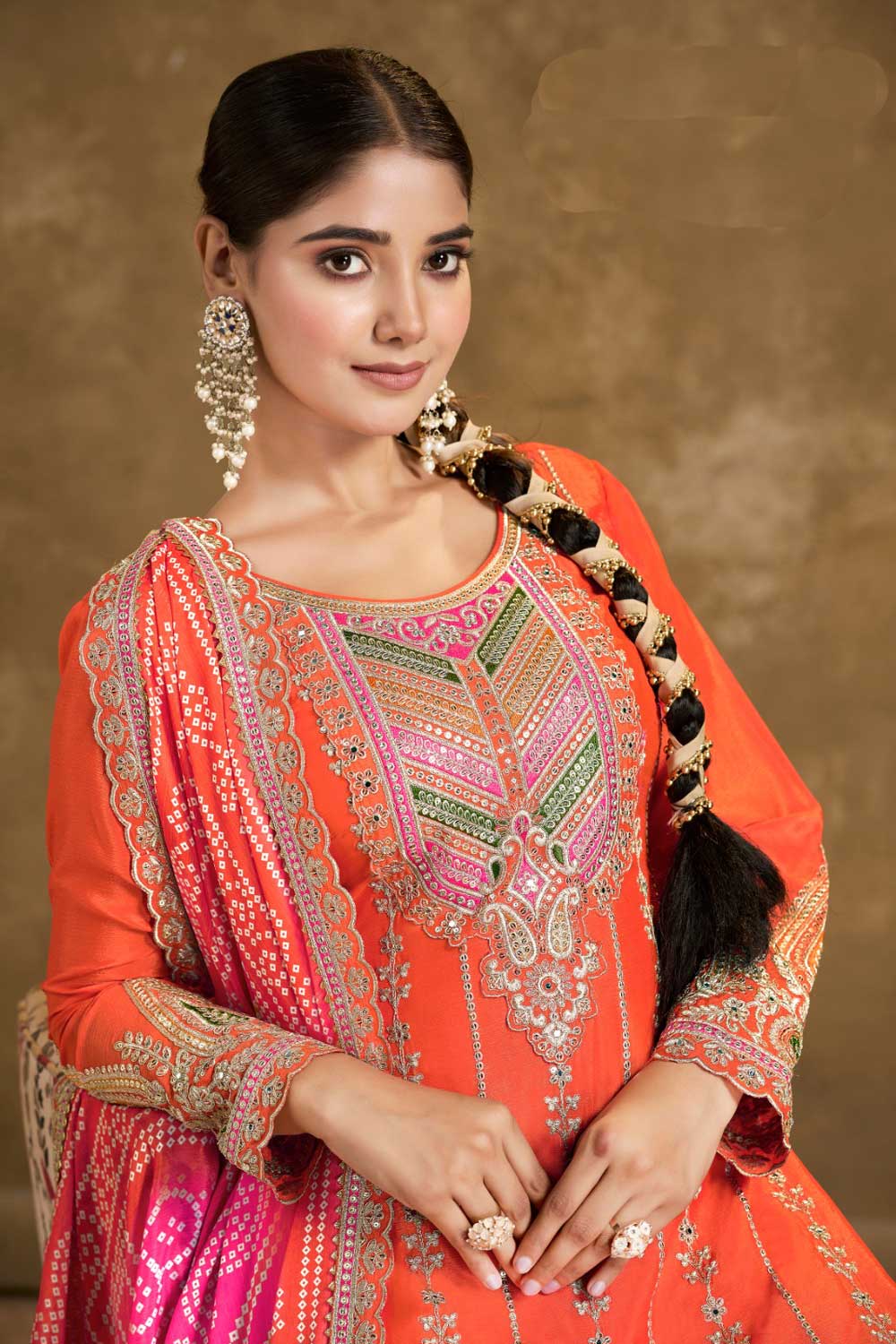 Orange Color Beatific Readymade Dhoti Style Salwar Suit