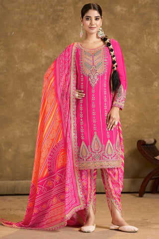 Pink Color Glamorous Readymade Dhoti Style Salwar Suit