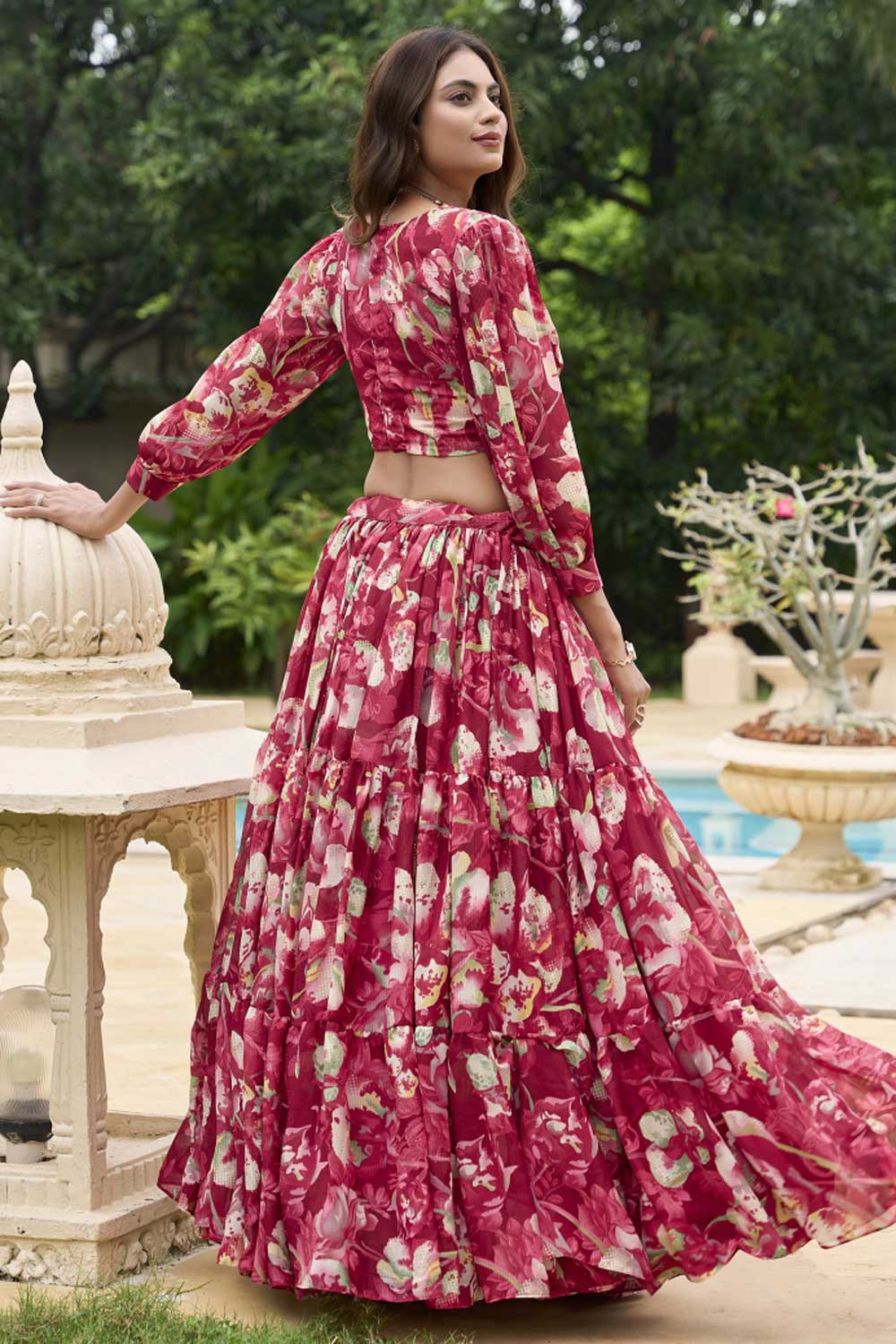 Exclusive Maroon Color Readymade Lehenga In Georgette Fabric