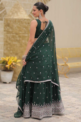 Beguiling Function Style Green Color Georgette Fabric Lehenga