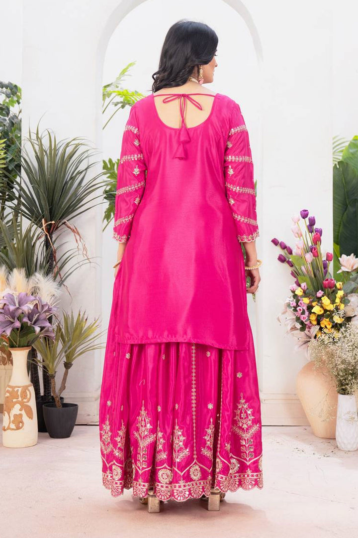 Pink Color Chinon Fabric Glorious Readymade Sharara Suit