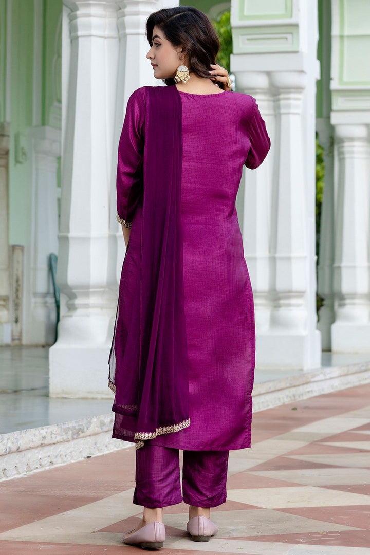 Art Silk Fabric Purple Color Beatific Look Salwar Suit