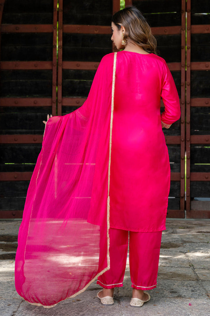 Art Silk Fabric Captivating Pink Color Salwar Suit