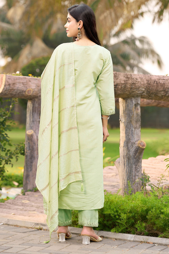 Attrective Art Silk Fabric Sea Green Color Readymade Salwar Suit