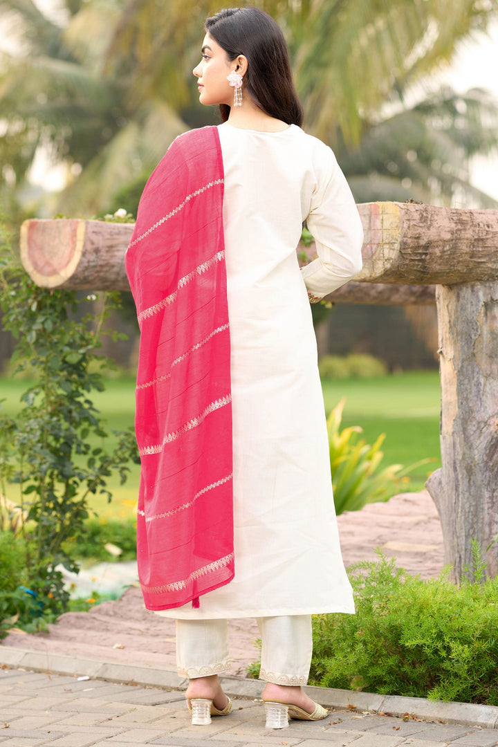 Art Silk Fabric White Color Amazing Readymade Salwar Suit