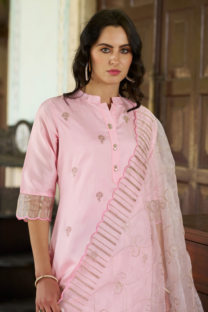 Silk Fabric Pink Color Excellent Readymade Salwar Suit
