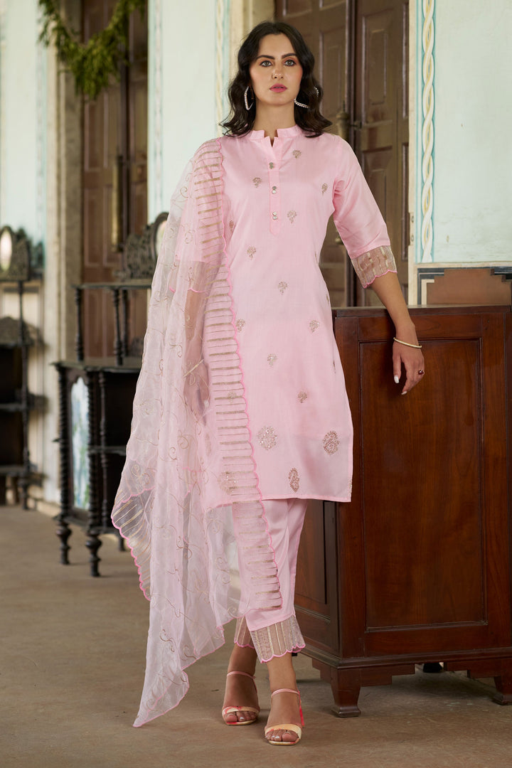 Silk Fabric Pink Color Excellent Readymade Salwar Suit
