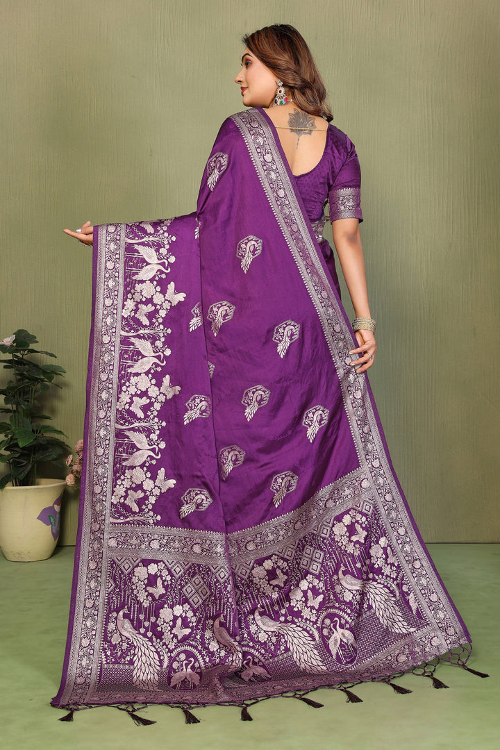 Purple Color Weaving Work Glamorous Satin Silk Saree | Buy Online India