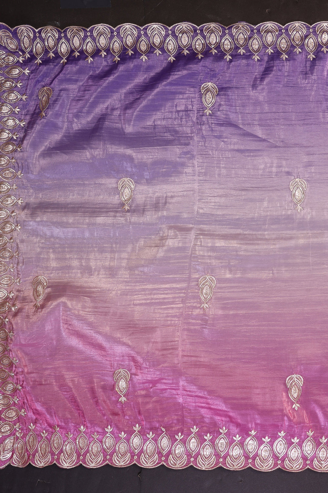 Multi Color Embroidered Work Glamorous Look Crush Silk Saree | Buy Online India