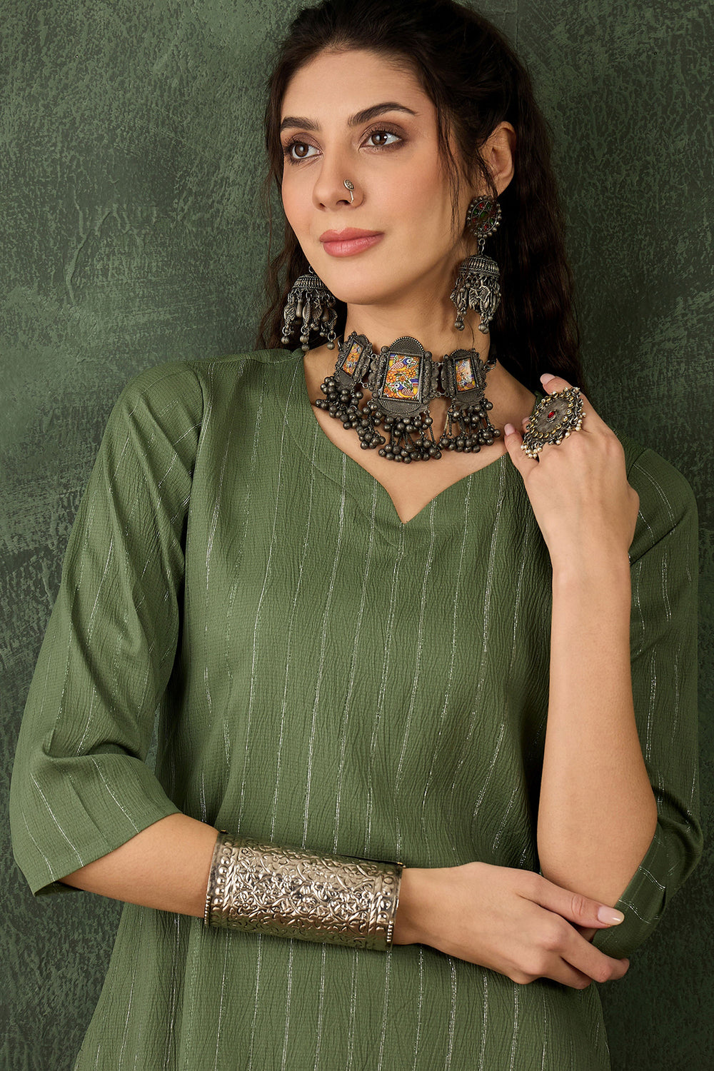 Tempting Cotton Silk Fabric Sea Green Color Readymade Kurti With Bottom | Buy Online India