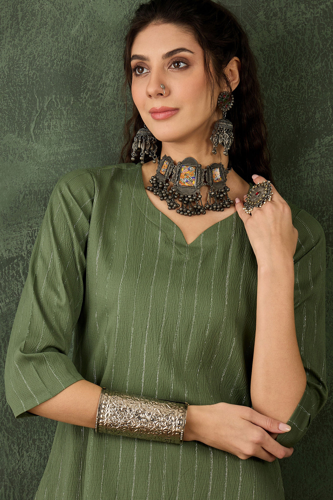 Tempting Cotton Silk Fabric Sea Green Color Readymade Kurti With Bottom | Buy Online India