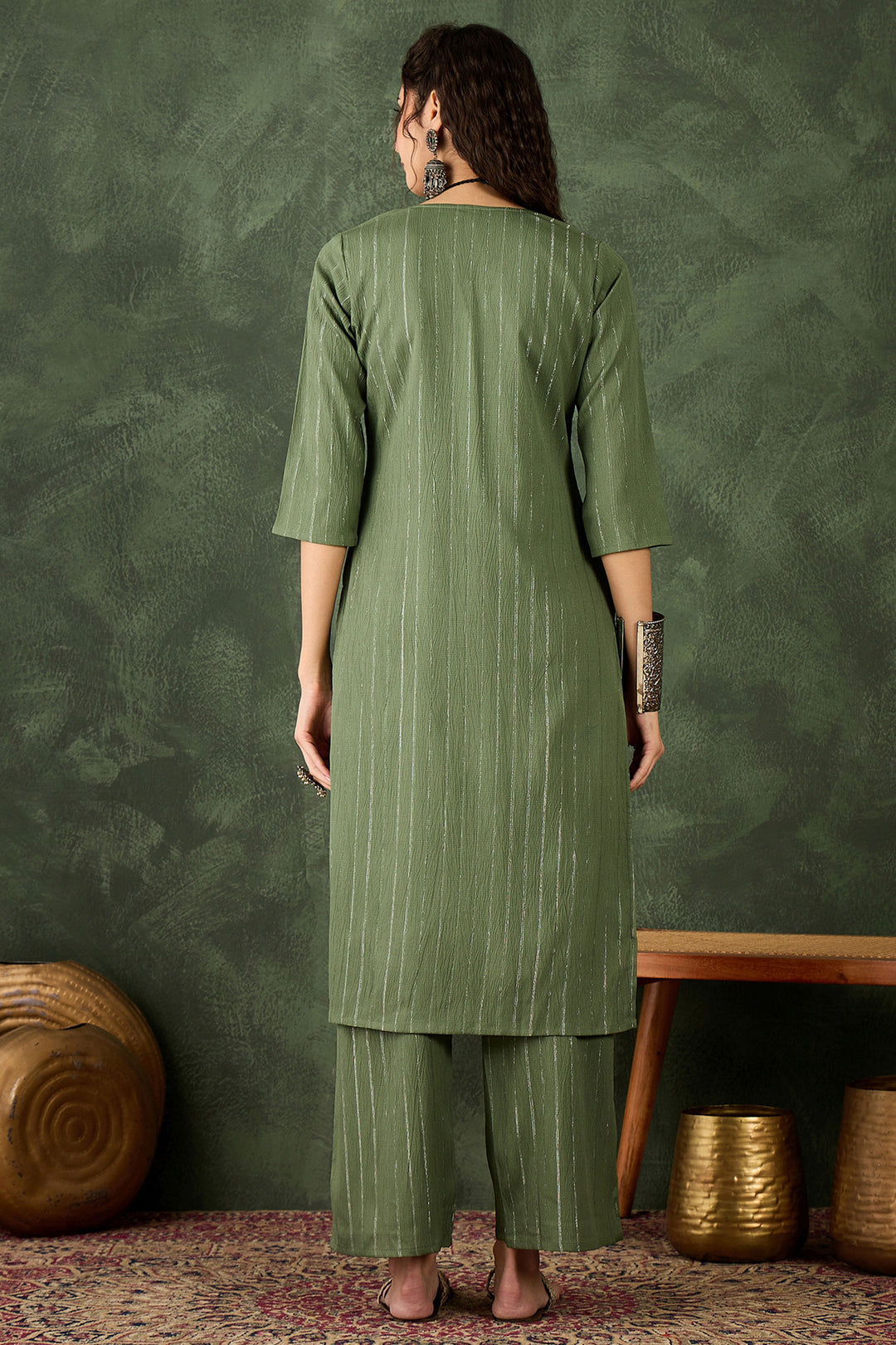 Tempting Cotton Silk Fabric Sea Green Color Readymade Kurti With Bottom | Buy Online India