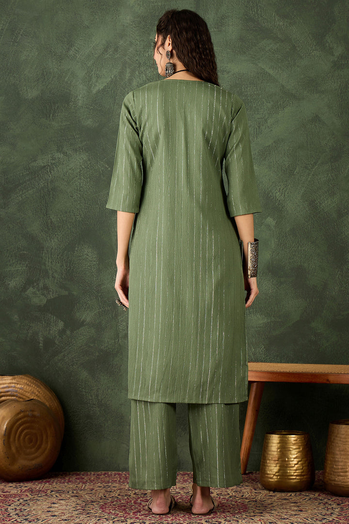 Tempting Cotton Silk Fabric Sea Green Color Readymade Kurti With Bottom | Buy Online India