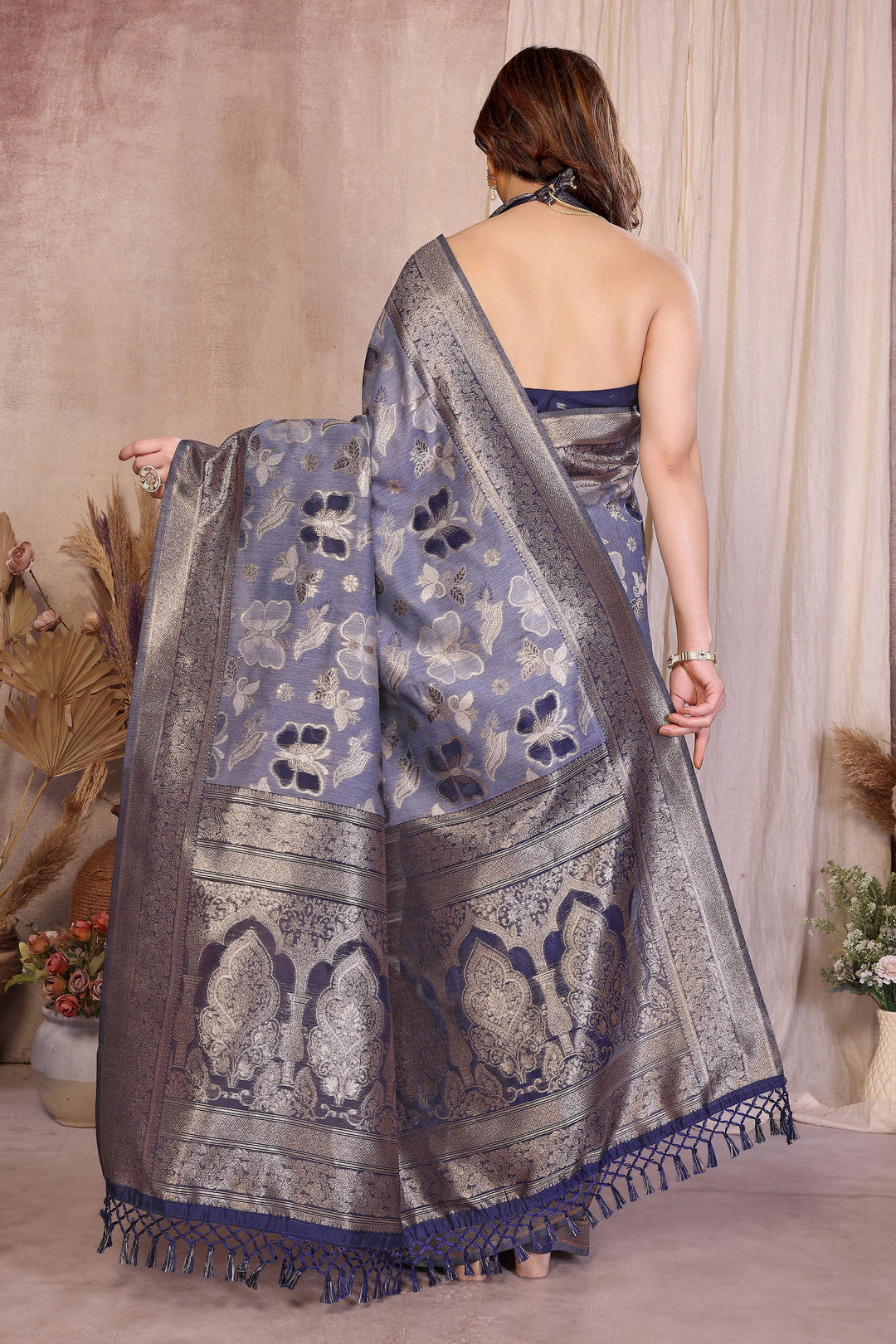 Blue Color Gorgeous Cotton Saree With Weaving Work | Buy Online India